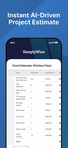 SimplyWise Cost Estimator